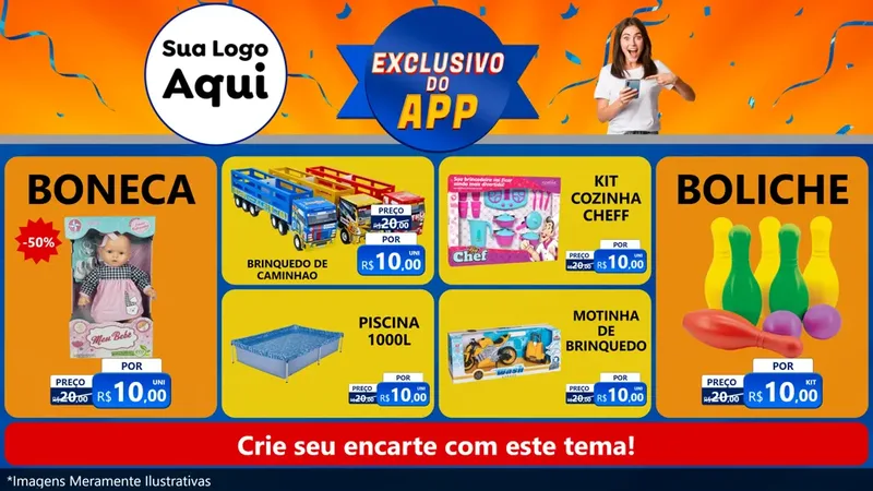 Modelo de TV para TV Horizontal com o tema Exclusivo do Aplicativo para Brinquedos