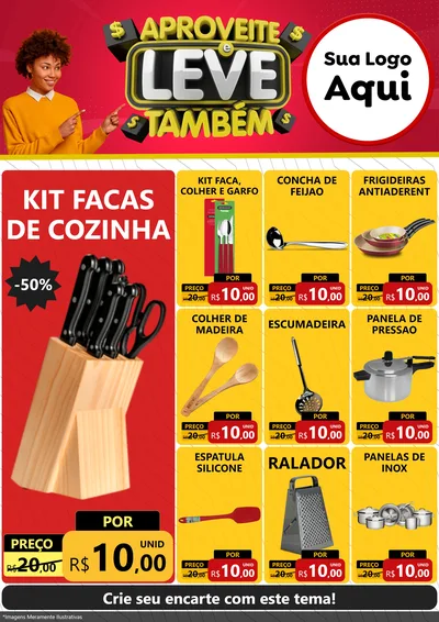 Modelo de Encarte para Encarte A4 Vertical com o tema Aproveite e Leve Também para Utilidades Domésticas