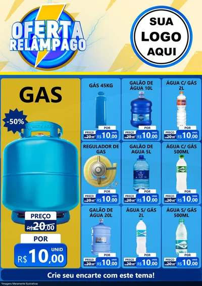 Modelo de Encarte para Encarte A4 Vertical com o tema Oferta Relâmpago para Água e gás