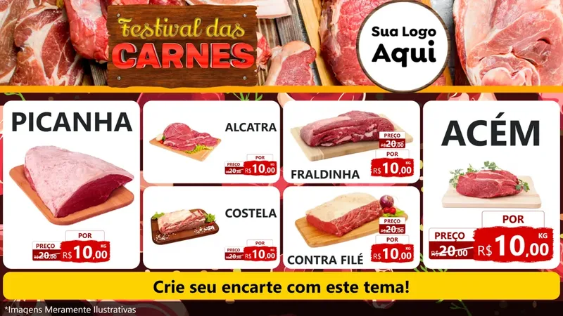Modelo de TV para TV Horizontal com o tema Festival das Carnes para Açougue