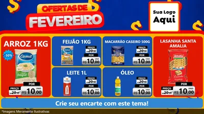 Modelo de TV para TV Horizontal com o tema Ofertas de Fevereiro para Supermercado