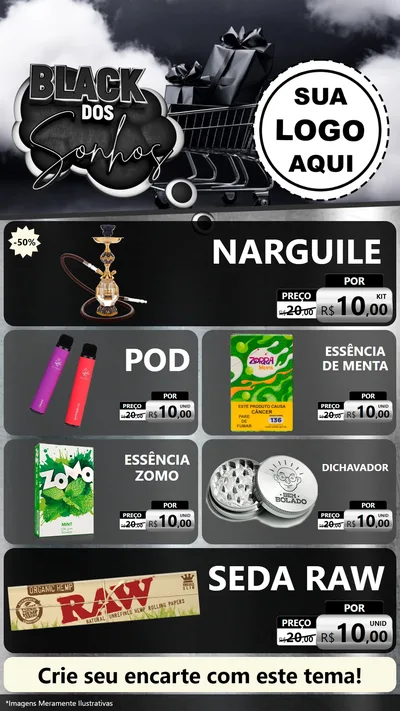 Modelo de TV para TV Vertical com o tema Black dos Sonhos para Tabacaria