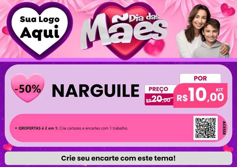Modelo de Cartaz para Cartaz A4 Horizontal com o tema Dia das Mães para Tabacaria