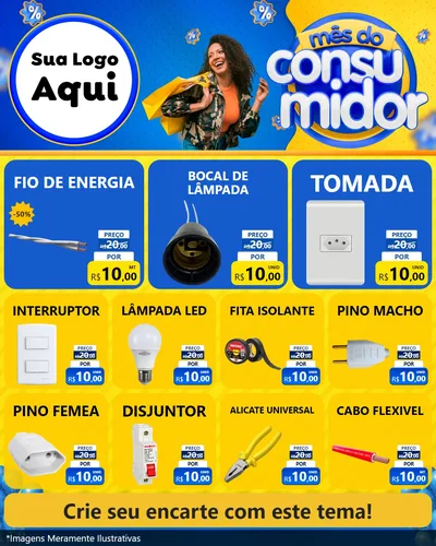 Modelo de Rede Social para Feed Instagram com o tema Mês do Consumidor para Materiais Elétricos