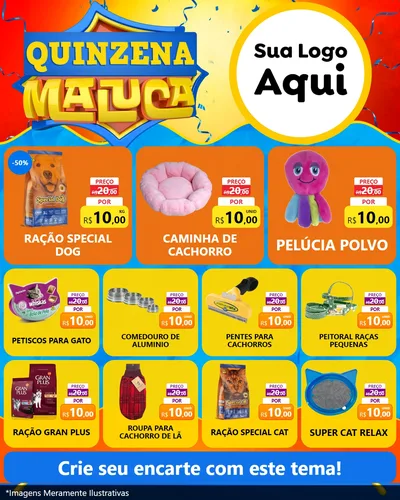 Modelo de Rede Social para Feed Instagram com o tema Quinzena Maluca para Pet Shop