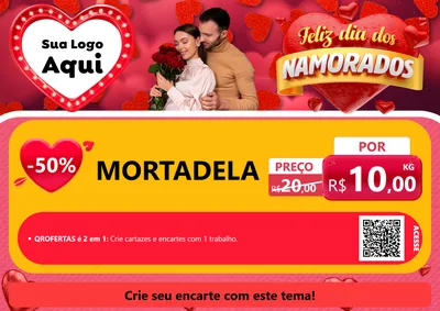 Modelo de Cartaz para Cartaz A4 Horizontal com o tema Feliz Dia Dos Namorados para Frios e Laticínios