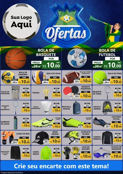 Modelo de Encarte para Encarte A4 Vertical com o tema Ofertas (Futebol) para Artigos Esportivos