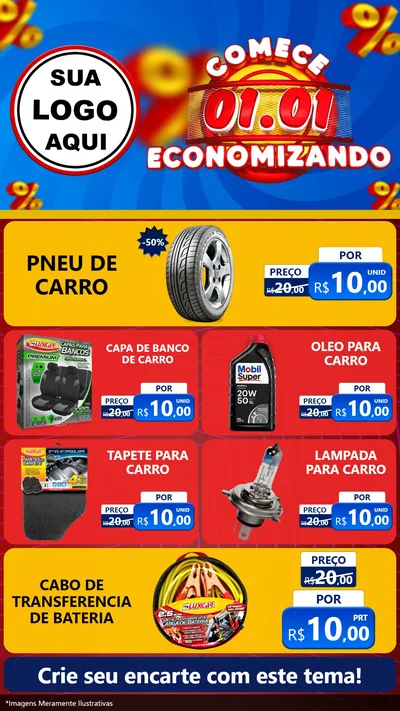 Modelo de TV para TV Vertical com o tema Comece 1º de Janeiro Economizando para Auto peças