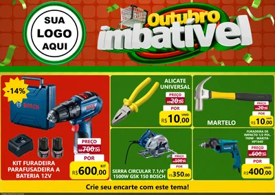 Modelo de Encarte para Encarte A4 Horizontal com o tema Outubro Imbatível para Maquinas e Ferramentas