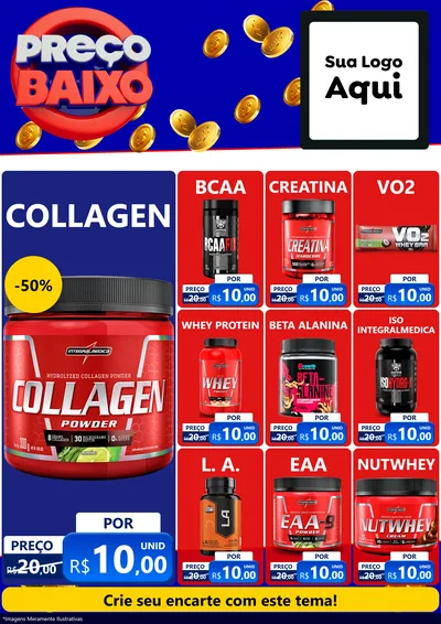 Modelo de Encarte para Encarte A4 Vertical com o tema Preço Baixo para Suplementos alimentares