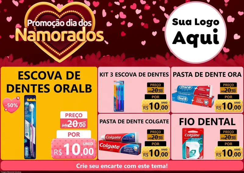 Modelo de Encarte para Encarte A4 Horizontal com o tema Promoção Dia Dos Namorados para Higiene Pessoal