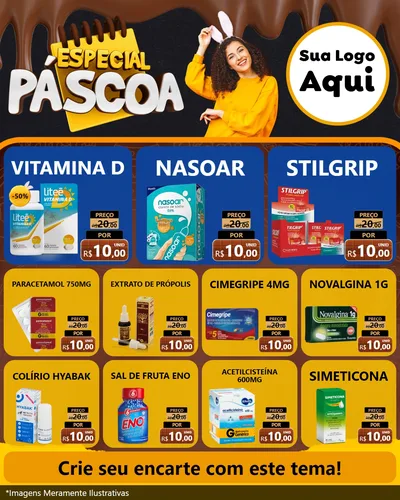 Modelo de Rede Social para Feed Instagram com o tema Especial Páscoa para Farmácia