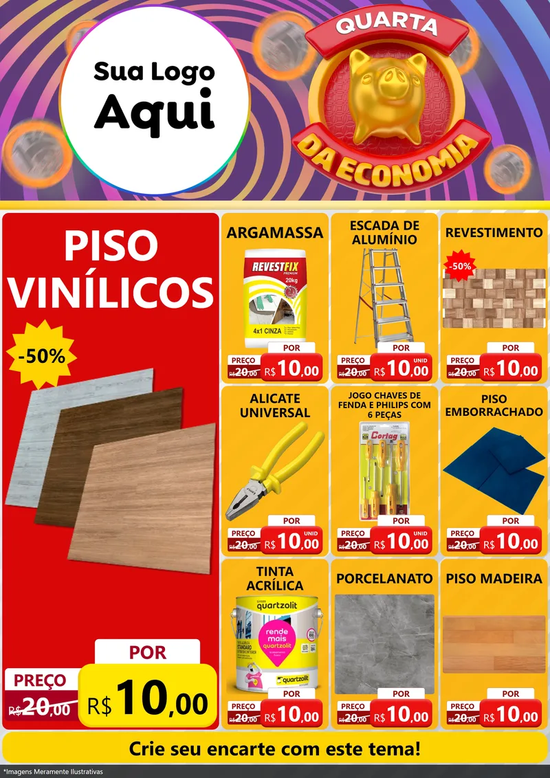 Modelo de Encarte para Encarte A4 Vertical com o tema Quarta da Economia para Material para Construção