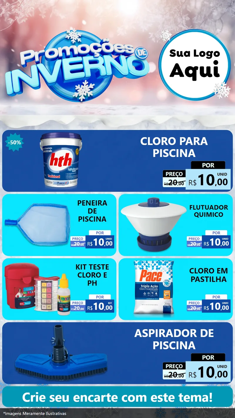Modelo de TV para TV Vertical com o tema Promoções de Inverno para Produtos para Piscina