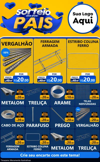 Modelo de Encarte para Encarte Grande com o tema Sorteio Dia dos Pais para Ferragens