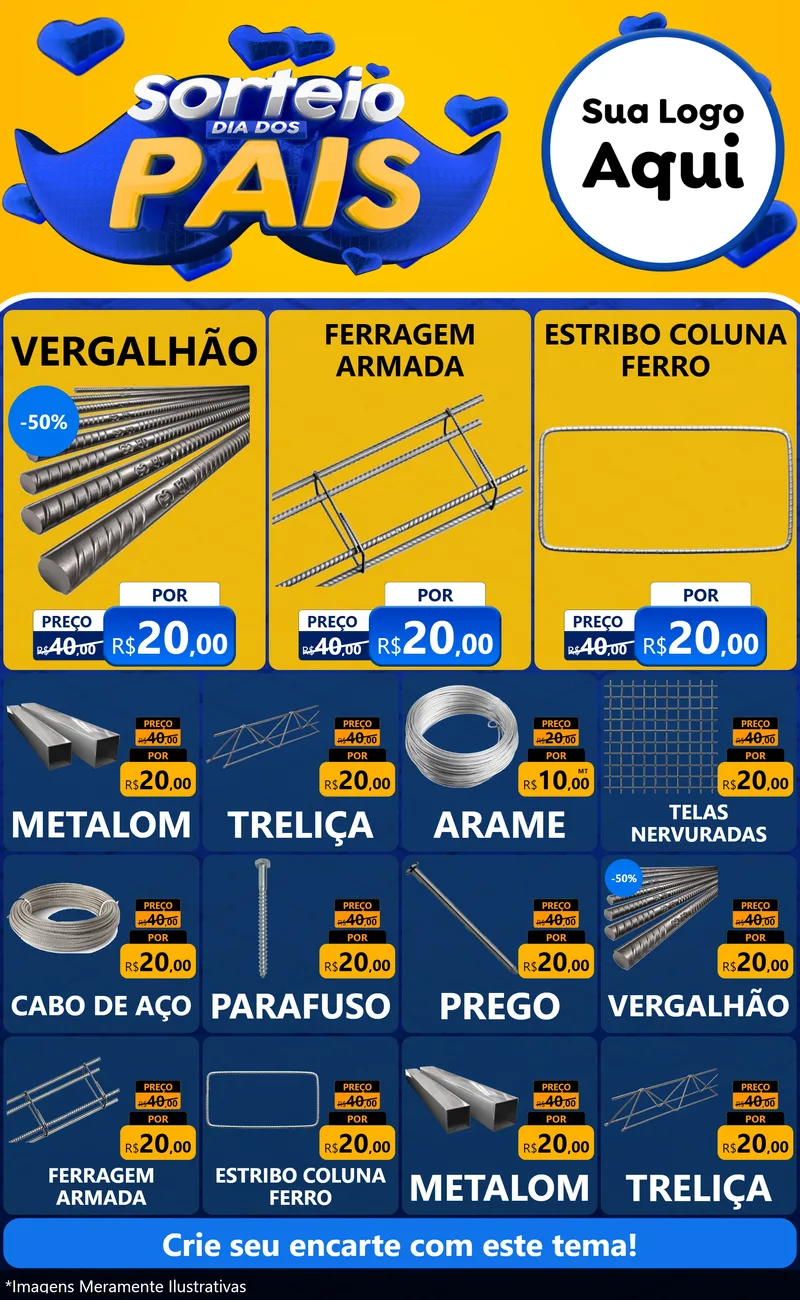 Modelo de Encarte para Encarte Grande com o tema Sorteio Dia dos Pais para Ferragens