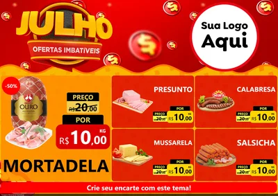 Modelo de Encarte para Encarte A4 Horizontal com o tema Julho Ofertas Imbatíveis para Frios e Laticínios