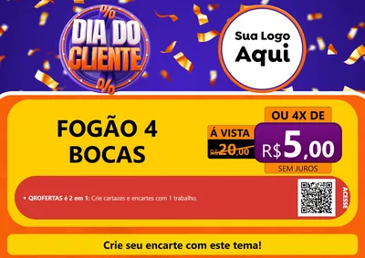 Modelo de Cartaz para Cartaz A4 Horizontal com o tema Dia do Cliente para Móveis e Eletro
