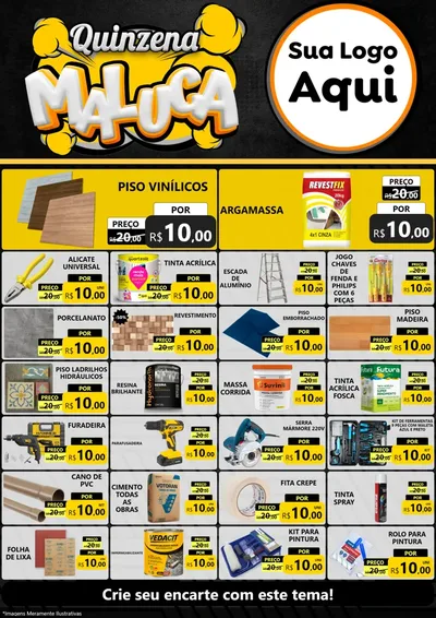 Modelo de Encarte para Encarte A4 Vertical com o tema Quinzena Maluca para Material para Construção