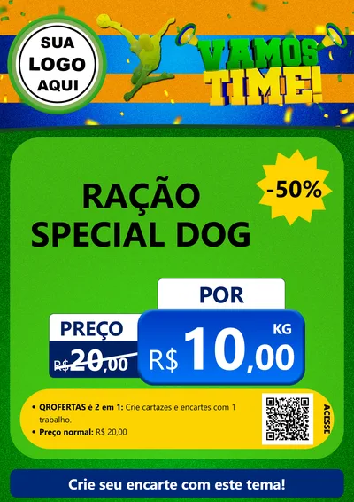 Modelo de Cartaz para Cartaz A4 Vertical com o tema Vamos Time! para Pet Shop