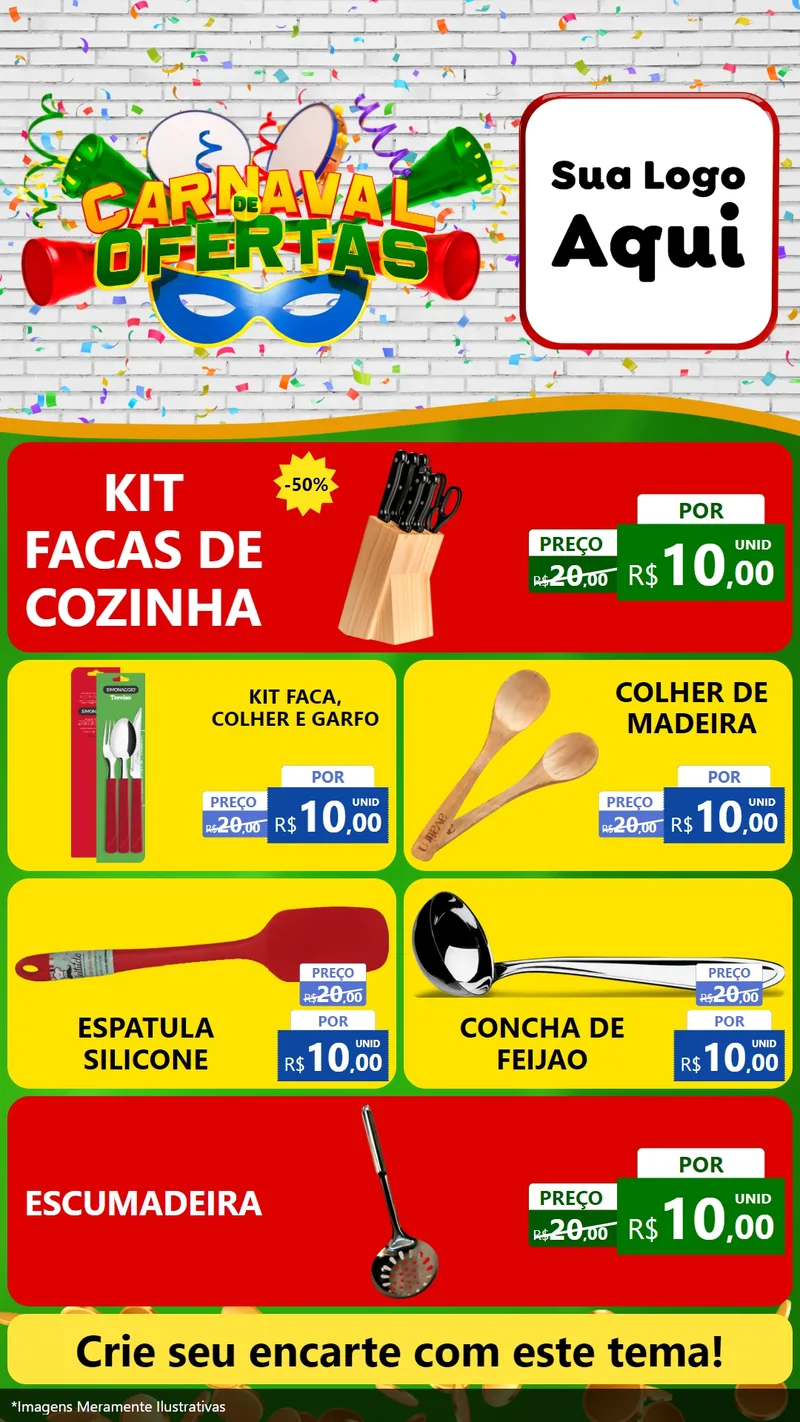 Modelo de TV para TV Vertical com o tema Carnaval de Ofertas para Utilidades Domésticas