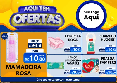 Modelo de Encarte para Encarte A4 Horizontal com o tema Aqui Tem Ofertas para Bebês