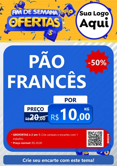 Modelo de Cartaz para Cartaz A4 Vertical com o tema Fim de Semana de Ofertas para Padaria