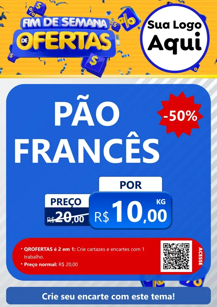 Modelo de Cartaz para Cartaz A4 Vertical com o tema Fim de Semana de Ofertas para Padaria