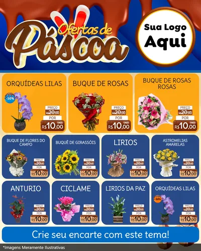 Modelo de Rede Social para Feed Instagram com o tema Ofertas de Páscoa para Floricultura e jardim