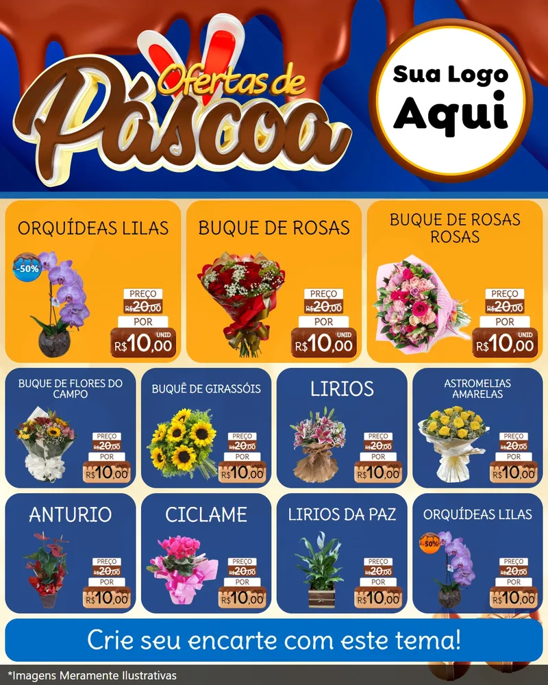 Modelo de Rede Social para Feed Instagram com o tema Ofertas de Páscoa para Floricultura e jardim