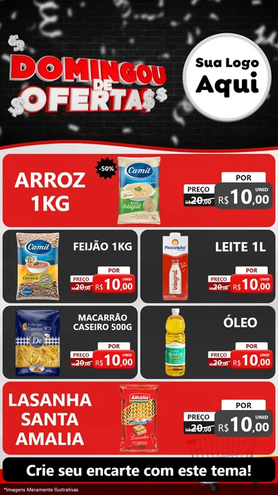 Modelo de TV para TV Vertical com o tema Domingou de Ofertas para Supermercado