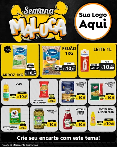 Modelo de Rede Social para Feed Instagram com o tema Semana Maluca para Supermercado