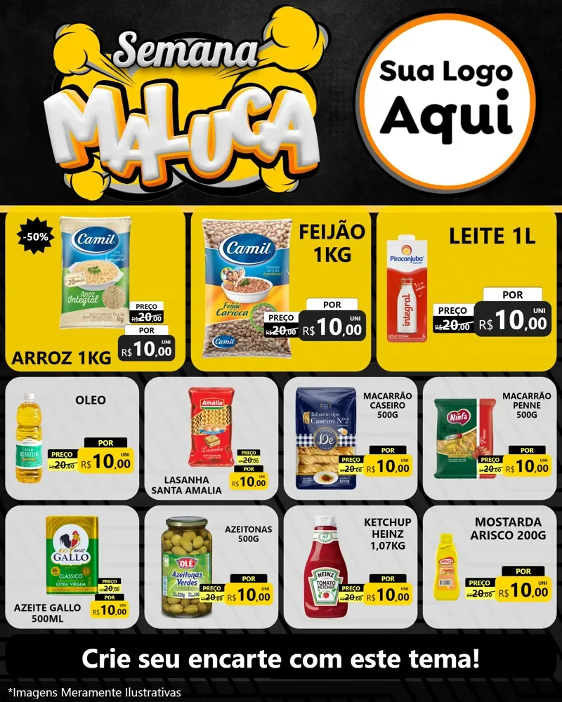 Modelo de Rede Social para Feed Instagram com o tema Semana Maluca para Supermercado