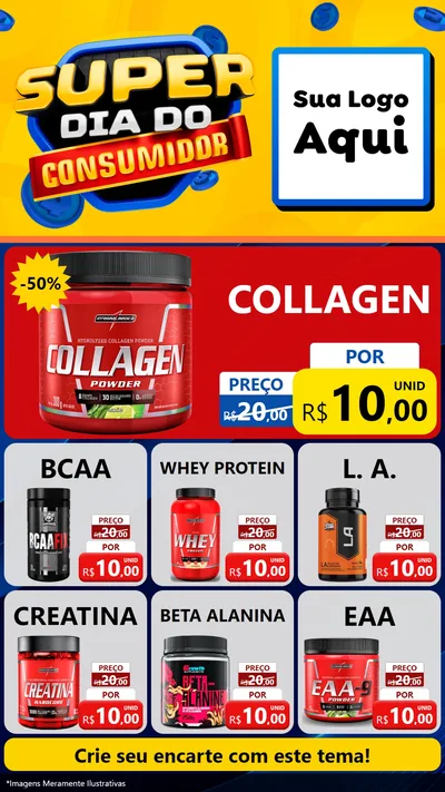 Modelo de Rede Social para Stories com o tema Super Dia do Consumidor para Suplementos alimentares