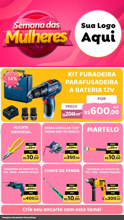 Modelo de Rede Social para Stories com o tema Semana das Mulheres para Maquinas e Ferramentas