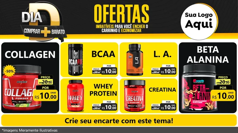 Modelo de TV para TV Horizontal com o tema Dia D Mais Economia para Suplementos alimentares