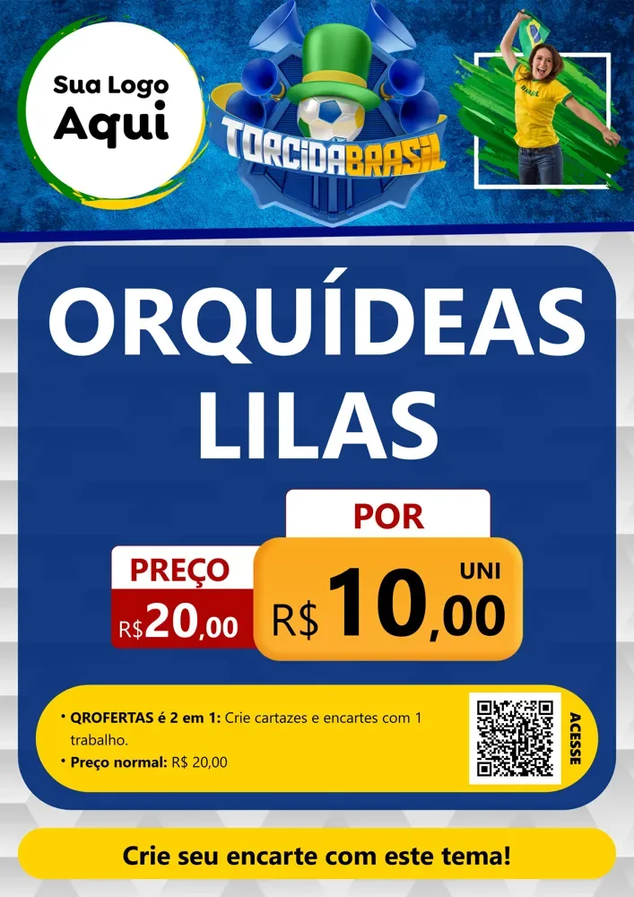 Modelo de Cartaz para Cartaz A4 Vertical com o tema Torcida Brasil - Copa para Floricultura e jardim