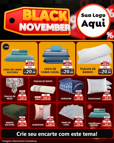 Modelo de Rede Social para Feed Instagram com o tema Black November para Cama, Mesa e Banho