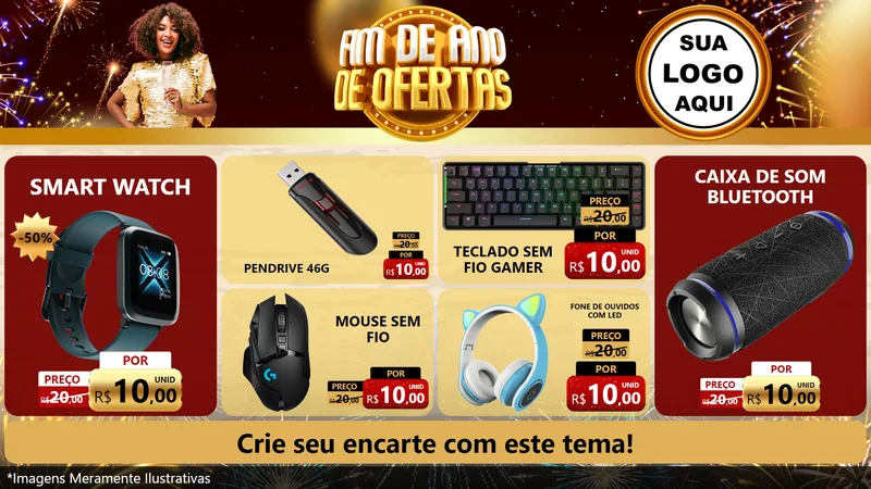 Modelo de TV para TV Horizontal com o tema Fim de Ano de Ofertas para Informática