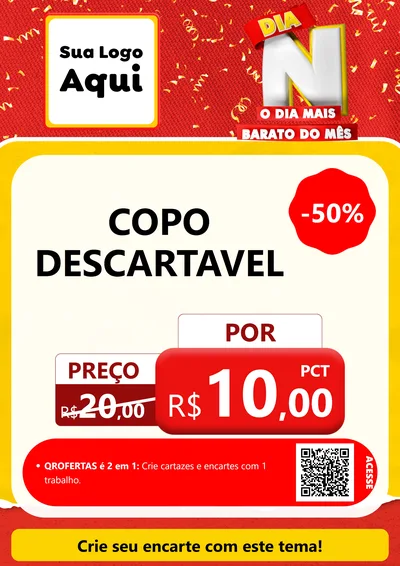 Modelo de Cartaz para Cartaz A4 Vertical com o tema Dia N o Dia Mais Barato do Mês para Embalagens