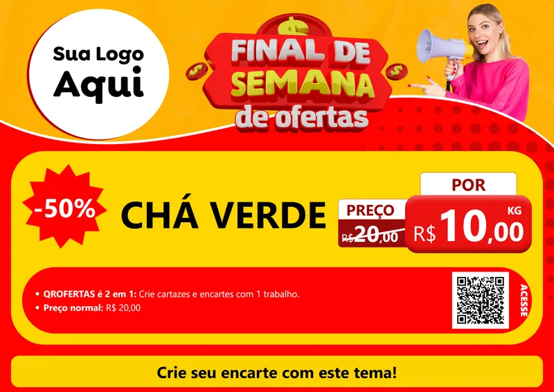Modelo de Cartaz para Cartaz A4 Horizontal com o tema Final de Semana de Ofertas para Produtos Naturais