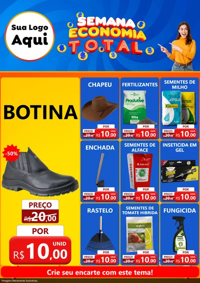 Modelo de Encarte para Encarte A4 Vertical com o tema Semana Economia Total para Agropecuária