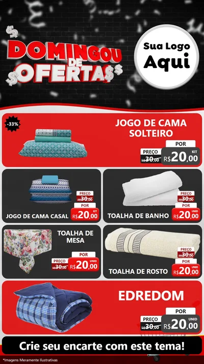 Modelo de TV para TV Vertical com o tema Domingou de Ofertas para Cama, Mesa e Banho