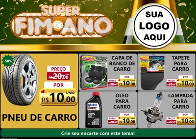 Modelo de Encarte para Encarte A4 Horizontal com o tema Super Fim de Ano para Auto peças