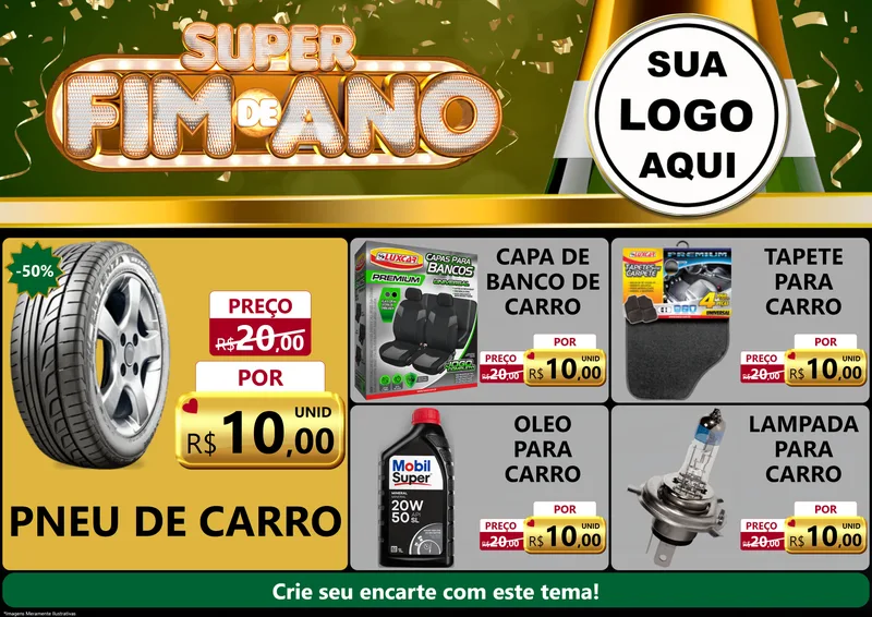 Modelo de Encarte para Encarte A4 Horizontal com o tema Super Fim de Ano para Auto peças