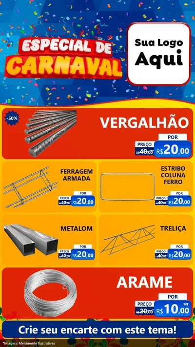 Modelo de TV para TV Vertical com o tema Especial de Carnaval para Ferragens
