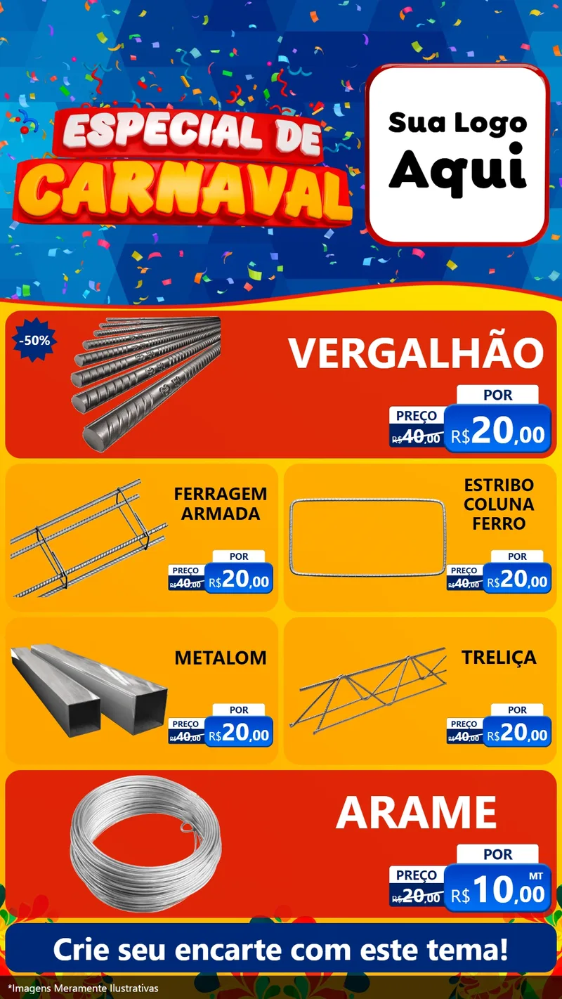 Modelo de TV para TV Vertical com o tema Especial de Carnaval para Ferragens