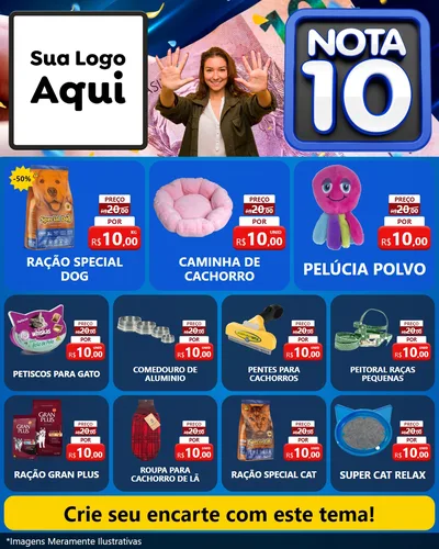Modelo de Rede Social para Feed Instagram com o tema Nota 10 para Pet Shop