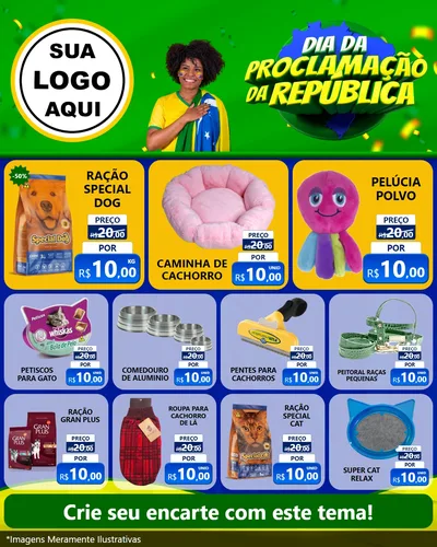 Modelo de Rede Social para Feed Instagram com o tema Dia Da Proclamação Da República para Pet Shop