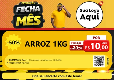 Modelo de Cartaz para Cartaz A4 Horizontal com o tema Operação Fecha Mês para Supermercado